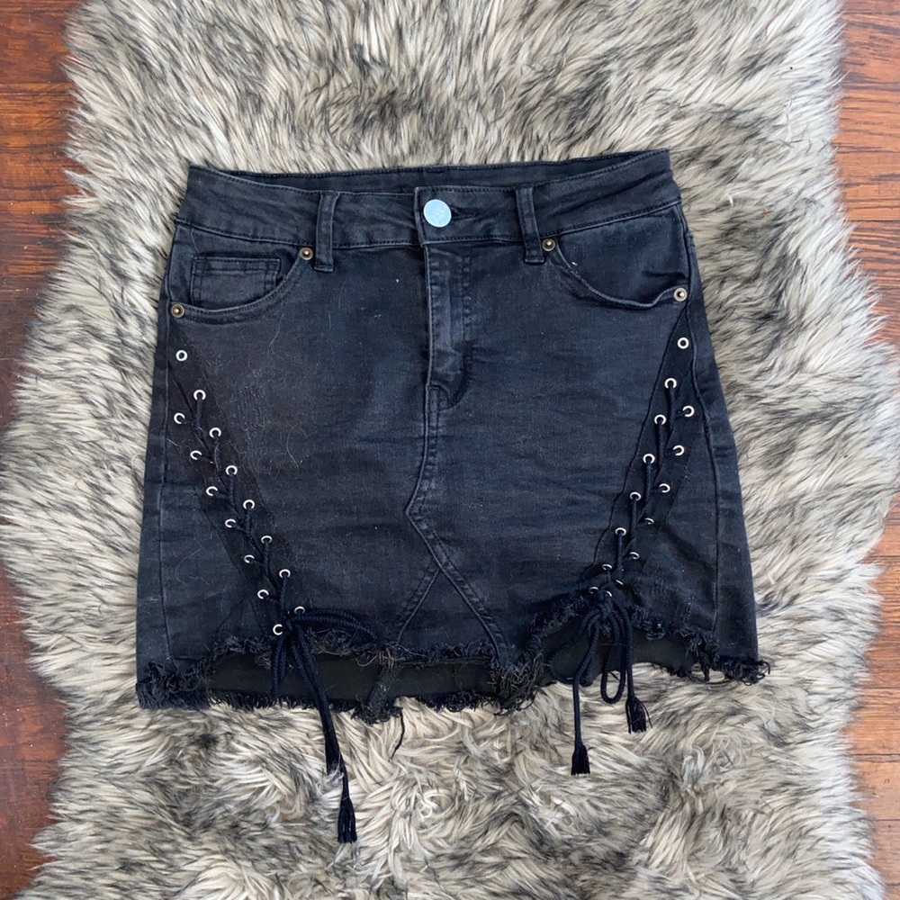 ♡BLACK DENIM MINISKIRT♡